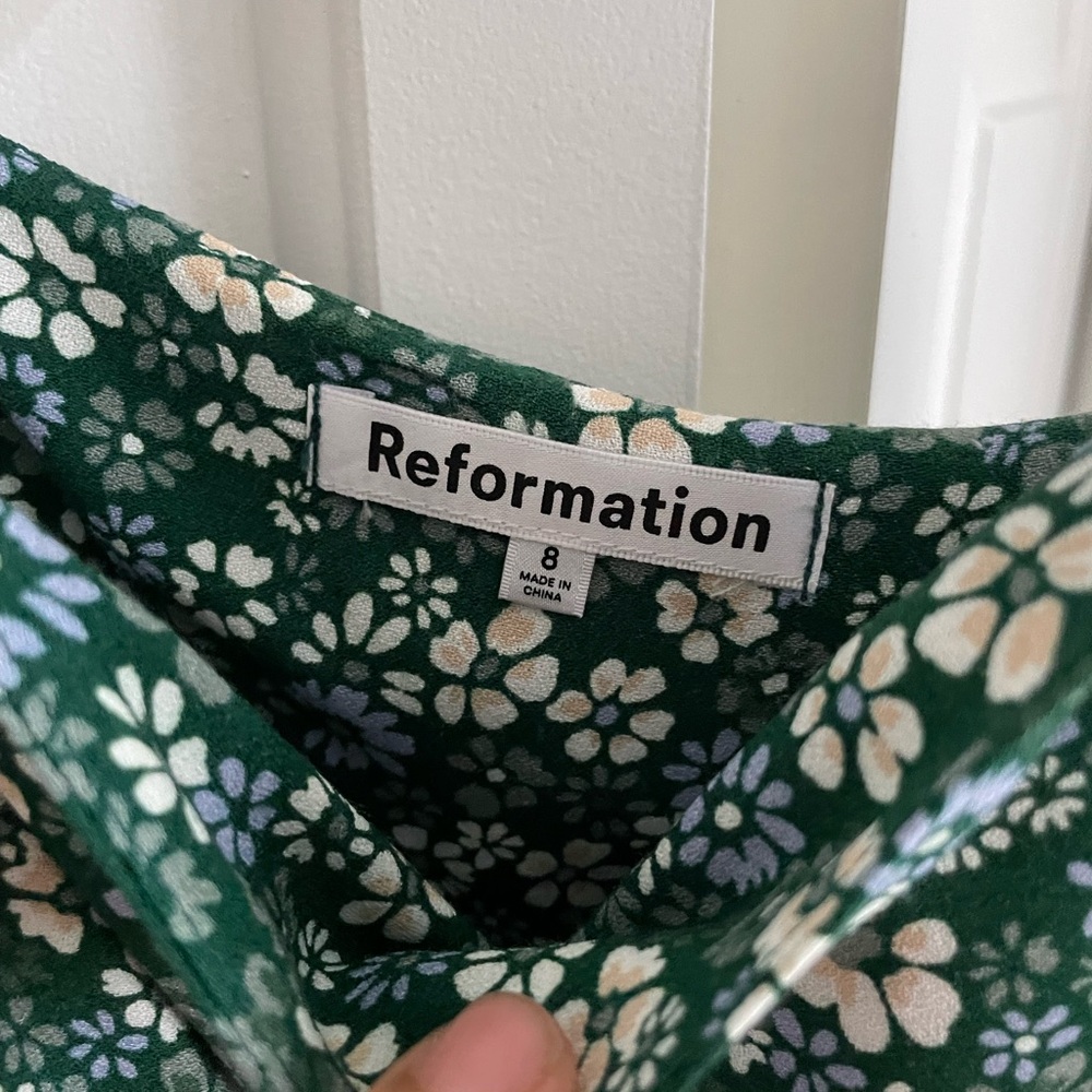 Reformation Green Mini Slip Dress